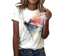 WVONIF T-Shirts à Manches Courtes et col en V pour Femmes T-Shirts décontractés d'été de Couleur Unie Chemisiers Tuniques en Coton Doux Coupe décontractée Ghost Tshirt sous Vêtements, XXL