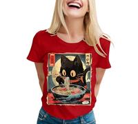 WVONIF Tunique de Plage Coton t-Shirt Manga Ados Haut Femme Sexy ete Vetement Femme Chemisier Chic Top Femme Sexy décolleté Blouse Chimie Femme s Corset Gothique Femme (Red, M)