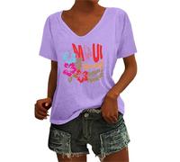 WVONIF Tunique Femme Longue Chic Prime Rouge t Shirt Noir Femme Petit Haut Femme Chic Robe Chemise Jeans Femme Top été Femme Blouse Paysanne Femme débardeur Femme Coton Maille (Purple, S)