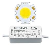 WVPJJNXAFN LED Chip Lamp Bead+LED Driver Package 3W 5W 7W 10W 300mA Tricolor Light Bulb Spotlight Ceiling Lamp DIY(White 4000K,5W A Set)