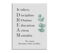 WVPJJNXAFN Motivational Dreams Come True Canvas Wall-Art Inspirational Poster for Office Home Living Room Gym Decor(Framed,16x24inch(40x60cm))
