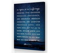 WVPJJNXAFN Romans 5:3-5 Poster, Suffering Produces Hope Vintage Scripture Wall Art, Inspirational Bible Verse Canvas Print for Kitchen, Bathroom & Home Office Decor(Unframed,16x24inch(40x60cm))