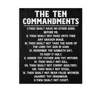 WVPJJNXAFN Rustic Ten Commandments Scripture Print, Farmhouse Inspired Bible Verses Wall-Art, Christian Decor for Home Office and Entryway(Unframed,16x24inch(40x60cm))
