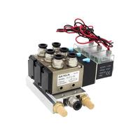 WVRWFDLW 4V210-08 DC24V 12V AC220V AC110V Électrovanne 2 Positions 5 Voies 4 Positions Base en Aluminium Accessoires Silencieux Ensemble 3 4 5 6 Positions(AC220V 6mm Fittings)