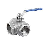 WVRWFDLW Vanne à Bille avec Interrupteur en Acier Inoxydable, 1/2 Pouces BSP Femelle DN15 SS304 L Type T débit, vanne d'eau 3 Voies(0.75 inch)