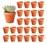 Wvu & Wvo Lot de 24 mini pots de fleurs, en terre cuite, 3,5 cm, avec trou de drainage, réutilisables, en terre cuite, pour chambre et bureau