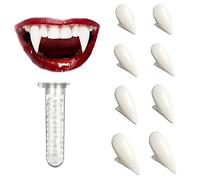 WVWMYM 4 Paires Dent de Vampire Enfant Adulte, Dentier Halloween avec Adhésif 4 Tailles Canine de Vampire pour Adultes Enfants Halloween Accessoire Vampire Cosplay Fête Scène Accessoires