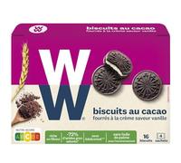WW Biscuits au Cacao fourrés à la Crème Saveur Vanille, Source de Fibres, 16 biscuits, 176g, 220276
