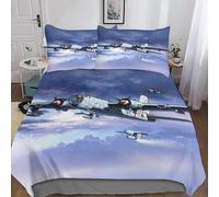 WW II Airplane Linge De Lit Double（200x200cm）, Fermeture À Glissière Literie, Lancaster Bombardier Design Parure De Lit, Résistant À l'usure Microfibre Housse De Couette