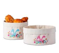 WW STYLE Lot de 2 corbeilles à pain en tissu de Pâques, en coton, en deux couleurs et tailles différentes, Ø 23 et 20 cm, sac à pain, sac à pain, panier de rangement de cuisine