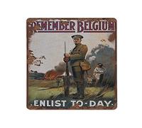 Ww1 Propaganda Vintage British WWI Remember Belgium Join Enlist Army World War 1 Recruitment Vintage Metal Sign Décoration murale Plaque de porte en étain pour décoration murale 30,5 x 30,5 cm