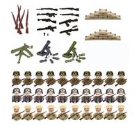 Ww2 Soldats Action Figurines : kit militaire de 30 pièces avec mini soldats, mortier*2 + mitrailleuse et accessoires - Compatible avec la construction de dioramas et les écrans de collection