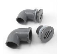 WWANBGIA Connecteur de vidange coudé à 90 ° en PVC for Aquariums, 20-50mm, Argent/Blanc/Bleu, PVC Durable avec Joints en Silicone, 1 pièce(Silver,20mm)