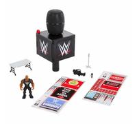 WWE Coffret Microphone Boss Final Knuckle Crunchers avec figurine articulée de 8 cm The Rock et 2 accessoires, JFX07