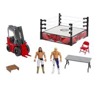 WWE Ensemble Wrekkin Ring Superstar avec des cordes Pro-Tension ,Chariot Élévateur à Fourche et 2 Figurines