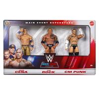 WWE John Cena, The Rock and CM Punk Lot de 3 figurines d'action pour événement principal Superstars Mattel Basic Series Wrestling Action Figure jouets