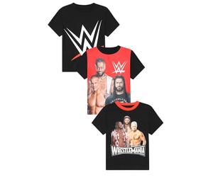 WWE Lot de 3 T-shirts pour enfants garçons World Wrestling Entertainment Multipack, Multicolore, 6-7 ans