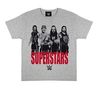 WWE Superstars Jungen-T-Shirt Heather Grey 128 | Alter 5-14 Kinderkleidung, Ringen John Cena Braun Strowman Roman Reigns Seth Rollins Kids Top