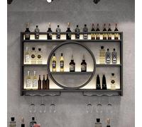 WWERTYY Étagère à Bouteilles d'alcool éclairée par LED, étagères de Bar à Fixation Murale, étagère de présentation de Bouteilles de vin et de Verres en métal, étagère de présentation de bo