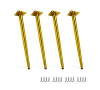 WWERTYY Lot de 4 Pieds de Meubles réglables en métal doré pour canapé, Armoire, Chaise, Commode, lit, Bureau, Hauteur 45 cm