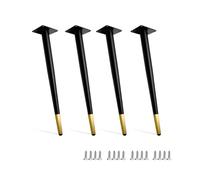 WWERTYY Lot de 4 Pieds de Meubles réglables en métal, Hauteur 65 cm, Pieds de Rechange Noirs/dorés pour Table, Bureau, Chaise, Armoire, Commode, lit, crédence