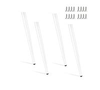 WWERTYY Lot de 4 Pieds de Table réglables en métal Blanc 45 cm Pieds de Meubles de Rechange pour Chaise de Bureau, Armoire, Commode, lit, crédence, Hauteur réglable, Conception Robuste, in
