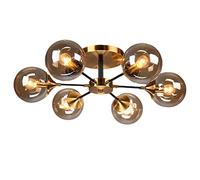 WWERTYY Plafonnier Boule en Verre Vintage, Lustre de Style Industriel de 6 Pouces, Suspension Moderne en Verre Globe pour Cuisine, Salle à Manger, Salon, Chambre à Coucher, Ambre, 6 lumièr