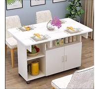 WWERTYY Table à Manger Pliante Moderne, Table à Manger à abattants, Table à Manger Extensible avec tiroir et étagères de Rangement, Table à Manger roulante Peu encombrante par 6 roulettes,