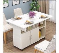 WWERTYY Table à Manger Pliante Moderne, Table à Manger à abattants, Table à Manger Extensible avec tiroir et étagères de Rangement, Table à Manger roulante Peu encombrante par 6 roulettes,