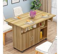 WWERTYY Table à Manger Pliante Moderne, Table à Manger à abattants, Table à Manger Extensible avec tiroir et étagères de Rangement, Table à Manger roulante Peu encombrante par 6 roulettes,