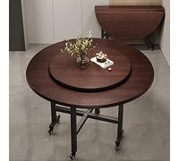 WWERTYY Table à Manger Ronde Pliante avec Plateau tournant, Table à Manger à abattant avec 6 roulettes, Table de Cuisine à abattant avec Support en Acier au Carbone, Pliable en 3 Formes, s
