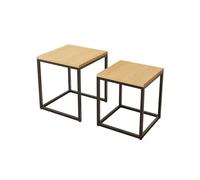 WWERTYY Table Basse gigogne carrée en Bois, Table Basse rectangulaire Basse en Bois 1/2 pièce avec Pieds en Fer, Table d'appoint Facile à Assembler pour Les Petits espaces, Le Bureau à dom