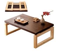 WWERTYY Table Basse Pliable pour s'asseoir au Sol Table Basse en Bois pour Petits Appartements Table Pliante pour Faire Ses devoirs Production en Bois Massif (Couleur : Marron, Taille : 60