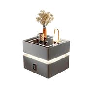 WWERTYY Table d'appoint avec Haut-Parleur Bluetooth à Chargement sans Fil avec Verrouillage par Mot de Passe, Table de Chevet Intelligente en Bois avec 2 tiroirs, lumière RVB et Induction