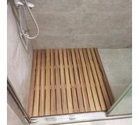 WWERTYY Tapis de Bain Grand Format 30, 40, 50, 60, 70, 80, 90, 100 cm, Plateforme en Ardoise, Tapis de Douche imperméable en Teck pour Sol de Salle de Bain/Douche intérieure/Douche extérie