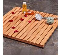 WWERTYY Tapis de Douche antidérapant en Teck, Tapis de Bain en Bois Robuste, pour Salle de Bain, Baignoire, Spa, Sauna, Jardin, Maison, intérieur et extérieur (81 x 81 cm)