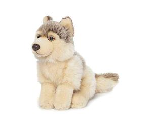 WWF - Peluche Loup - Peluche Réaliste avec de Nombreux Détails Ressemblants - Douce et Souple - Normes CE - Hauteur 15 cm