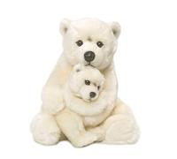 WWF - Peluche Maman Ours Polaire et Bébé - Peluche Réaliste avec de Nombreux Détails Ressemblants - Douce et Souple - Normes CE - Hauteur 28 cm