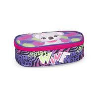 WWF - Trousse d'école officielle WWF - Trousse ovale pour enfants et adolescents - Idéal pour ranger la papeterie - Avec séparateur intérieur avec passants élastiques et fermeture à glissière pratique