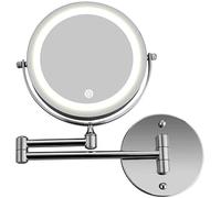 WWFAN Miroirs de Salle de Bain 7 Pouces grossissant 10x Double Face, pivotant à 360°, lumière LED réglable