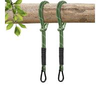 WWFFEN Lot de 2 Cordes de Fixation pour balançoire, hamac, Fauteuil Suspendu, Corde avec Mousqueton, pour balançoire d'extérieur, Aire de Jeux, 63,5 cm, Vert