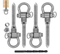 WWFFEN Lot de 4 Crochet balancoire,140mm Crochets de hamac en Acier Inoxydable 180° Crochets de Plafond pivotant Ensemble pour balançoires d'aire de Jeux intérieure et extérieure Suspendue Chaise