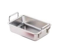 WWHJR Assiette carrée avec poignée en acier inoxydable pour gâteaux, brownies, lasagnes, lave-vaisselle, rectangulaire en acier inoxydable de qualité alimentaire