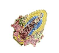 WWHJR Broche étincelante en métal infusé à paillettes pour décoration de chapeau et de vêtements en métal Vierge Marie Badge avec paillettes Chapeau Ornement Chapeau Alliage
