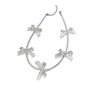 WWHJR Collier de perles réglable pour clavicule avec breloque nœud accrocheur, chaîne ras du cou tendance pour les occasions spéciales, collier avec nœud transparent, taille unique, Comme décrit