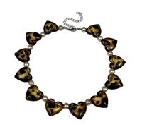 WWHJR Collier en cristal texturé avec motif léopard - Polyvalent - Cadeau de jour comme de nuit - Chaîne de clavicule pour filles élégantes - Bijoux imprimés animaux pour séance photo, taille unique
