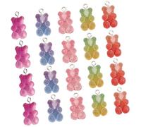 WWHJR Lot de 20 pendentifs assortis en résine pour la fabrication de bijoux, colliers et bracelets, fournitures d'artisanat dégradé, accessoires de pendentifs en forme de cœur d'ours dégradé