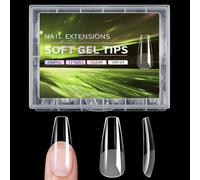 WWHJR Lot de 240 extensions d'ongles en gel carrées à couverture complète - 12 tailles - Fournitures de manucure à domicile - Transparent semi-mat