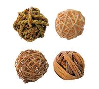 WWHJR Lot de 4 balles à mâcher naturelles pour hamster, chinchillas, gerbilles de guinée, décoration d'arbre de Noël