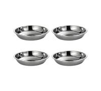 WWHJR Lot de 4 plats de service en acier inoxydable - Ronds - Assiettes plates en acier inoxydable - Plateau de service pour fruits et desserts